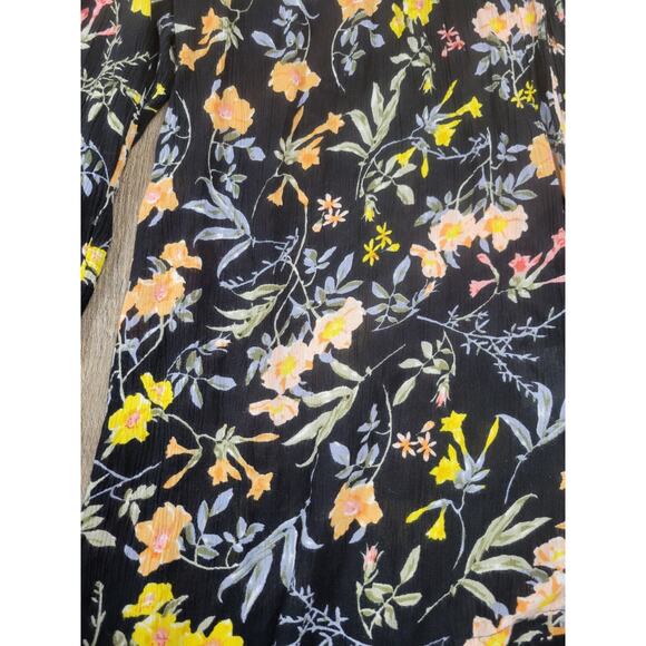 Patrons of Peace Jumpsuit Floral Print Cropped Off the Shoulder Romper Black M - Picture 2 of 3